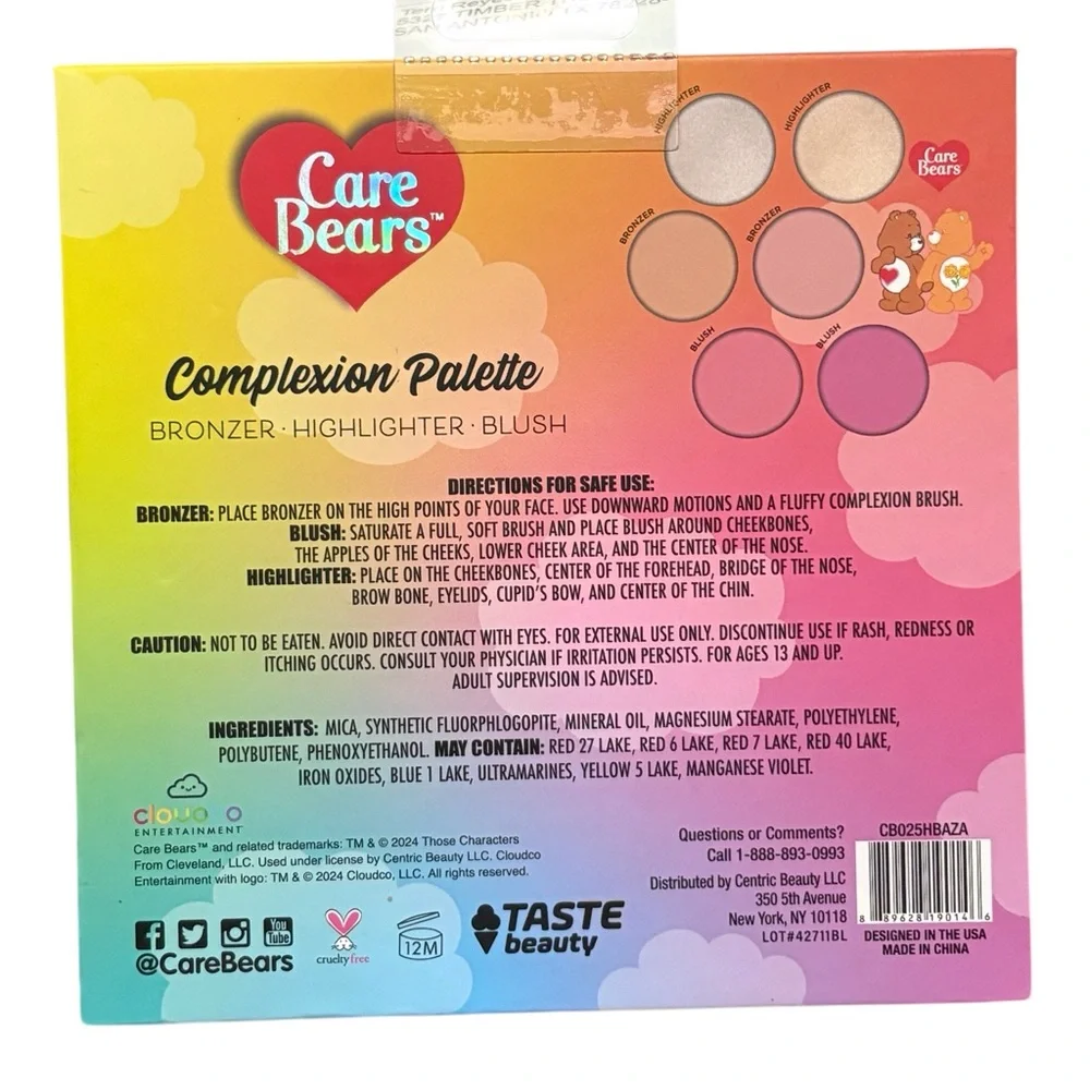 Care Bears Complexion Palette Bronzer Highlighter Blush Makeup